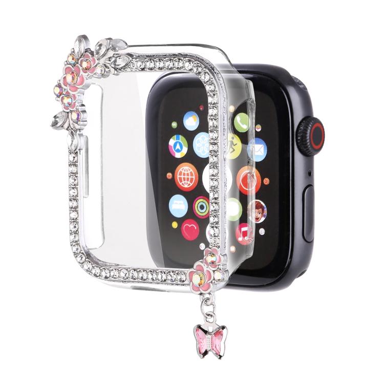 For Apple Watch Series 9 / 8 / 7 44mm Tassel Flower Single Diamond Hollow PC Watch Shell(Silver) - Mega Discount Store LebanonLebanon