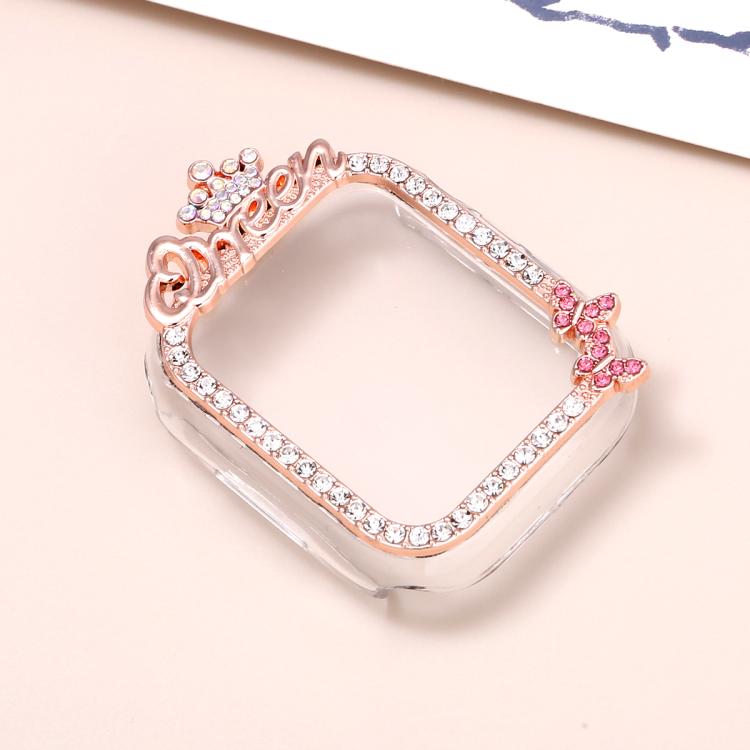 For Apple Watch Series 9 / 8 / 7 45mm Crown - style Single Diamond Hollow PC Watch Shell(Rose Gold) - Mega Discount Store LebanonLebanon
