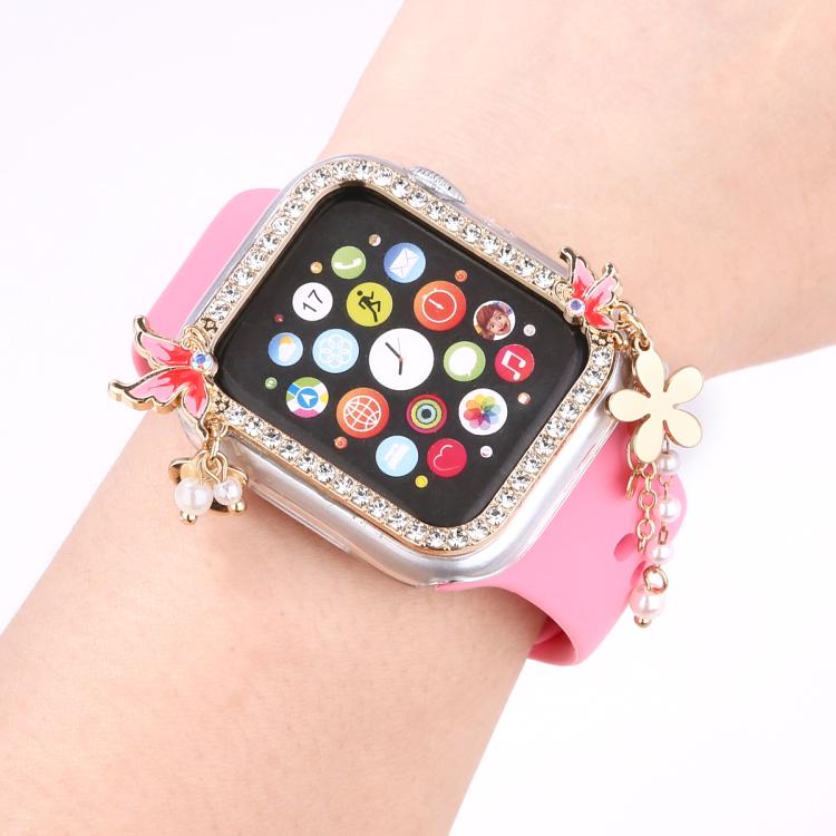 For Apple Watch Series 9 / 8 / 7 45mm Tassel Butterfly Single Diamond Hollow PC Watch Shell(Gold) - Mega Discount Store LebanonLebanon