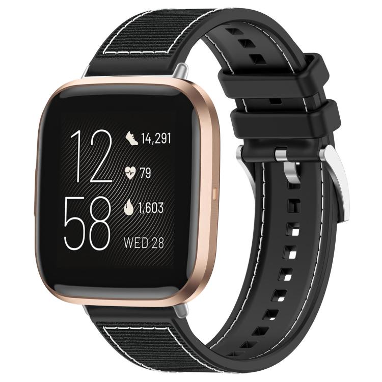 For Fitbit Versa 2/Versa/Versa Lite 22mm xDfind Hybrid Nylon Braid Silicone Watch Band(Black) - Mega Discount Store LebanonLebanon