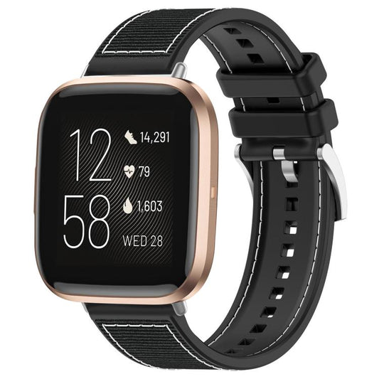 For Fitbit Versa 2/Versa/Versa Lite 22mm xDfind Hybrid Nylon Braid Silicone Watch Band(Black) - Mega Discount Store LebanonLebanon