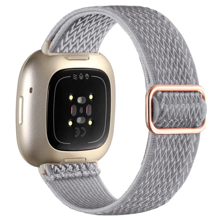 For Fitbit Versa 4 / 3 / Sense2 / 1 xDfind Wavy Nylon Braided Stretch Watch Band with Adjustment Buckle(Light Grey) - Mega Discount Store LebanonLebanon