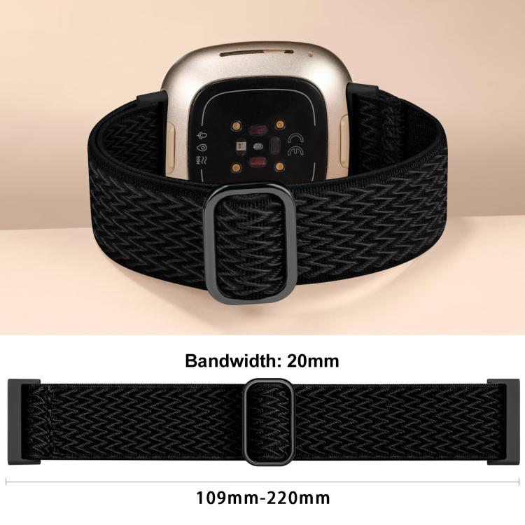 For Fitbit Versa 4 / 3 / Sense2 / 1 xDfind Wavy Nylon Braided Stretch Watch Band with Adjustment Buckle(Light Grey) - Mega Discount Store LebanonLebanon