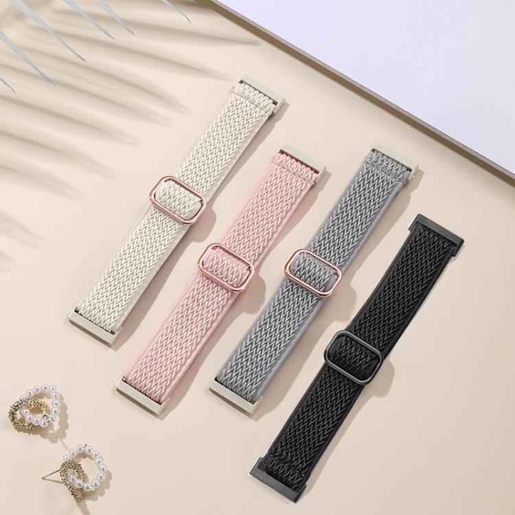 For Fitbit Versa 4 / 3 / Sense2 / 1 xDfind Wavy Nylon Braided Stretch Watch Band with Adjustment Buckle(Milk Tea) - Mega Discount Store LebanonLebanon