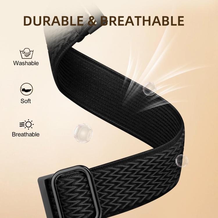 For Fitbit Versa 4 / 3 / Sense2 / 1 xDfind Wavy Nylon Braided Stretch Watch Band with Adjustment Buckle(Milk Tea) - Mega Discount Store LebanonLebanon