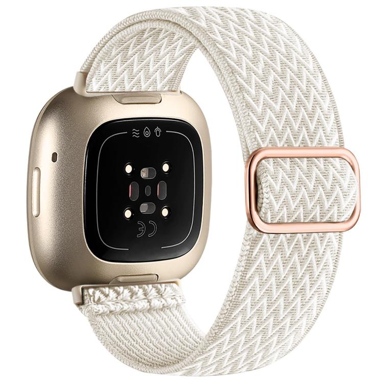 For Fitbit Versa 4 / 3 / Sense2 / 1 xDfind Wavy Nylon Braided Stretch Watch Band with Adjustment Buckle(Official Apricot) - Mega Discount Store LebanonLebanon