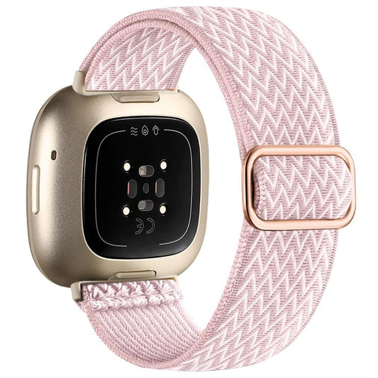 For Fitbit Versa 4 / 3 / Sense2 / 1 xDfind Wavy Nylon Braided Stretch Watch Band with Adjustment Buckle(Pink) - Mega Discount Store LebanonLebanon