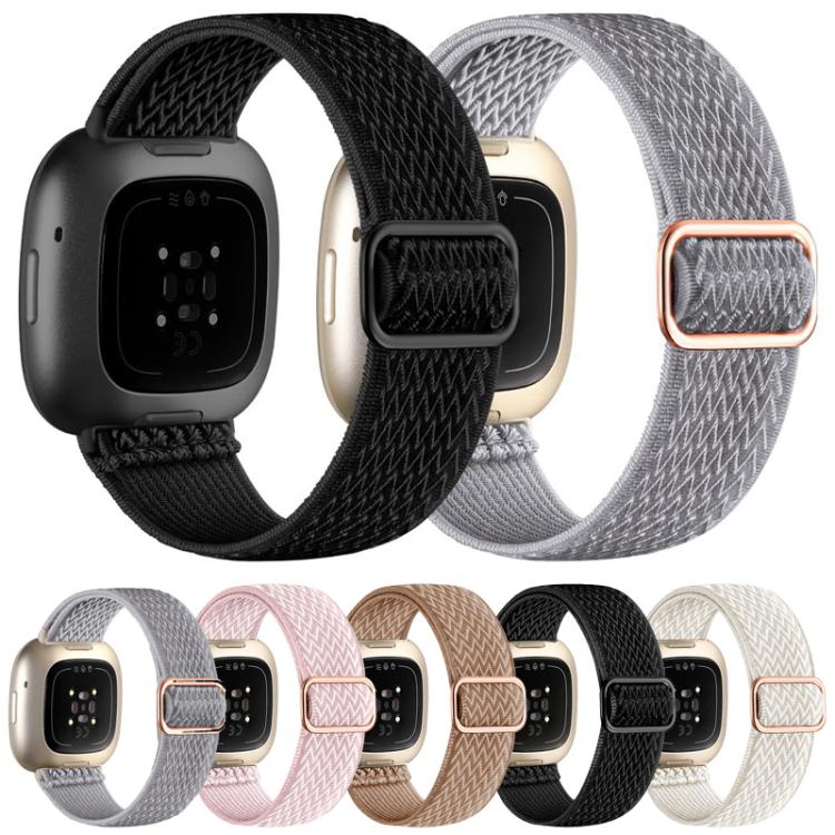 For Fitbit Versa 4 / 3 / Sense2 / 1 xDfind Wavy Nylon Braided Stretch Watch Band with Adjustment Buckle(Pink) - Mega Discount Store LebanonLebanon