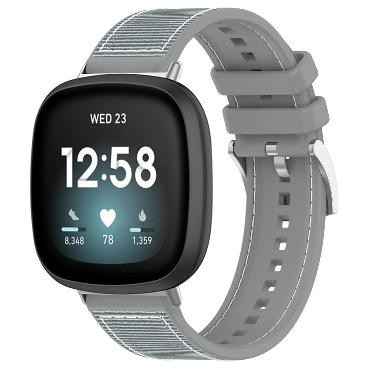 For Fitbit Versa 4/Versa3/Sense2/Sense 20mm xDfind Hybrid Nylon Braid Silicone Watch Band(Grey) - Mega Discount Store LebanonLebanon