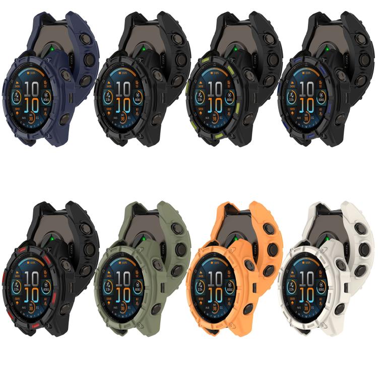 For Garmin Fenix 8 Pro 47mm AMOLED Armor Hollow TPU Half Coverage Watch Protective Cover(Black Blue) - Mega Discount Store LebanonLebanon