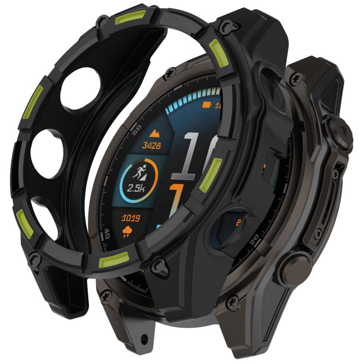 For Garmin Fenix 8 Pro 47mm AMOLED Armor Hollow TPU Half Coverage Watch Protective Cover(Black Green) - Mega Discount Store LebanonLebanon