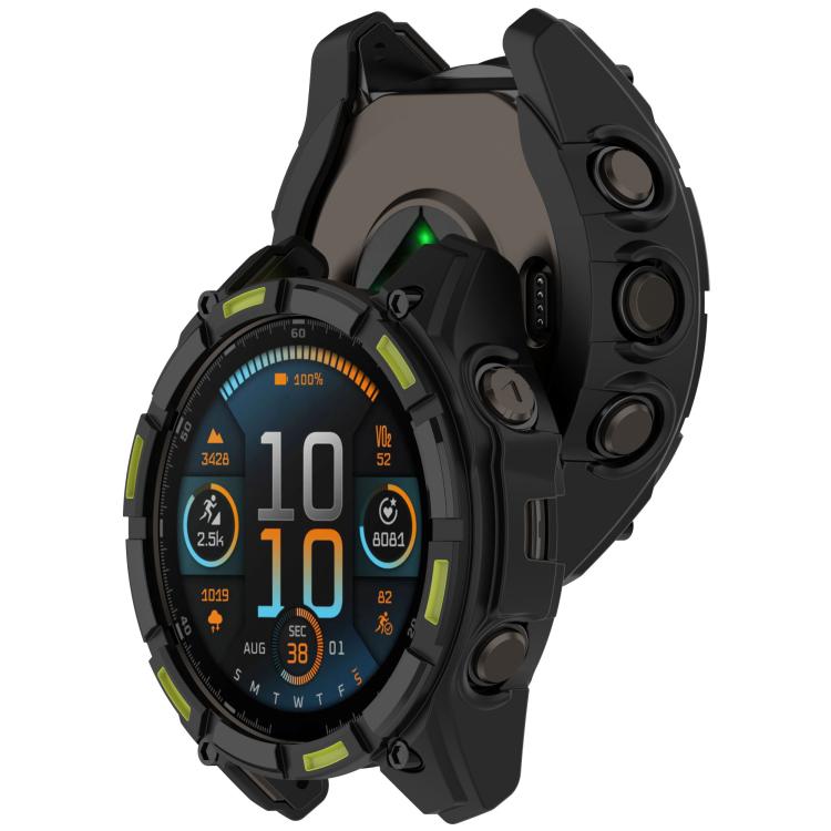 For Garmin Fenix 8 Pro 47mm AMOLED Armor Hollow TPU Half Coverage Watch Protective Cover(Black Green) - Mega Discount Store LebanonLebanon