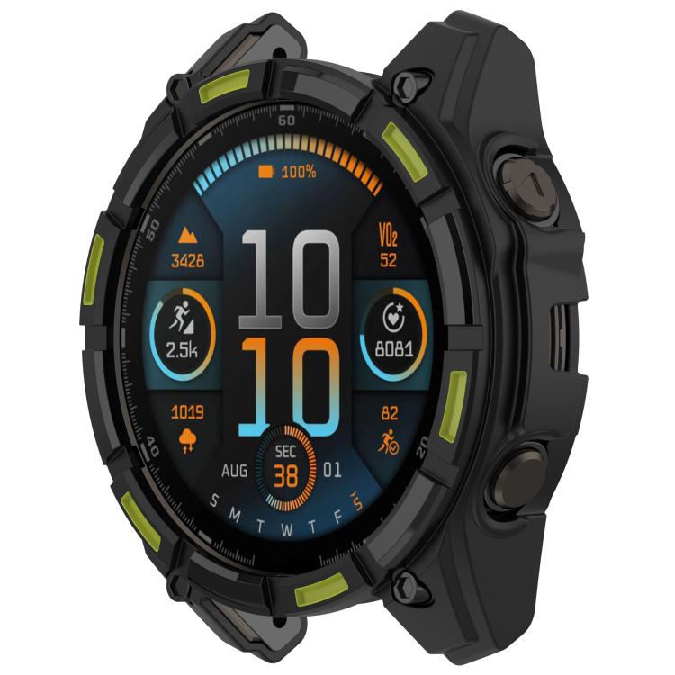 For Garmin Fenix 8 Pro 47mm AMOLED Armor Hollow TPU Half Coverage Watch Protective Cover(Black Green) - Mega Discount Store LebanonLebanon