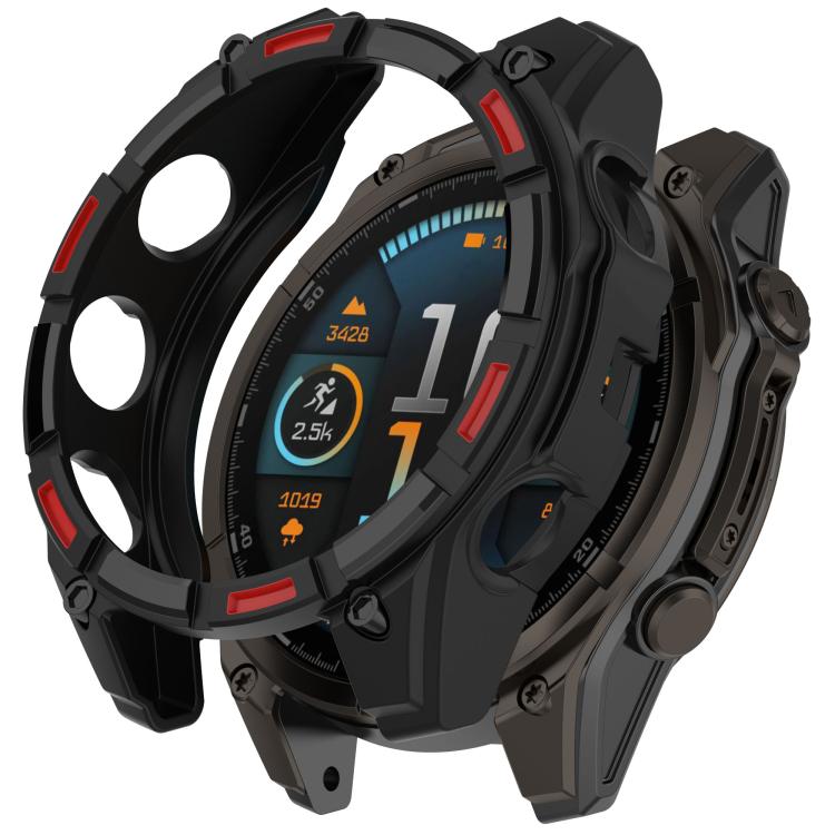 For Garmin Fenix 8 Pro 47mm AMOLED Armor Hollow TPU Half Coverage Watch Protective Cover(Black Red) - Mega Discount Store LebanonLebanon