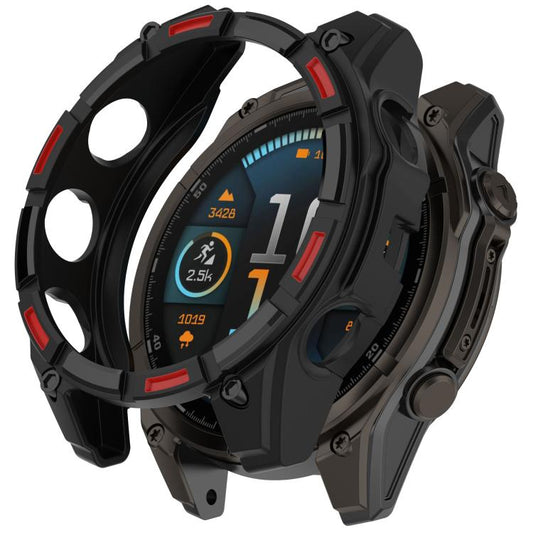 For Garmin Fenix 8 Pro 47mm AMOLED Armor Hollow TPU Half Coverage Watch Protective Cover(Black Red) - Mega Discount Store LebanonLebanon