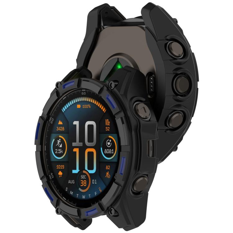 For Garmin Fenix 8 Pro 51mm AMOLED Armor Hollow TPU Half Coverage Watch Protective Cover(Black Blue) - Mega Discount Store LebanonLebanon