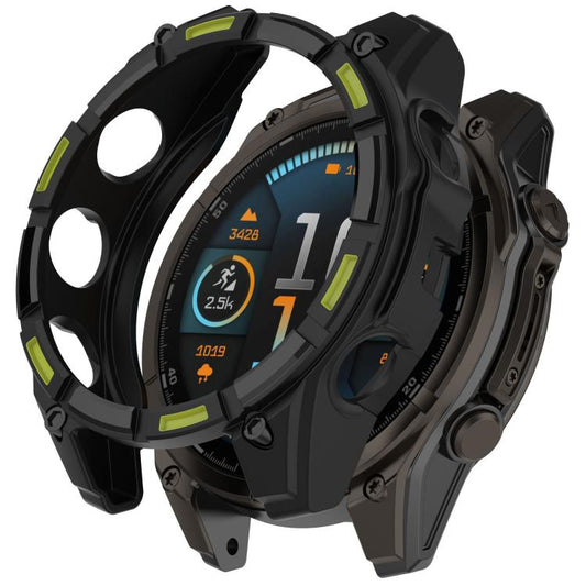 For Garmin Fenix 8 Pro 51mm AMOLED Armor Hollow TPU Half Coverage Watch Protective Cover(Black Green) - Mega Discount Store LebanonLebanon