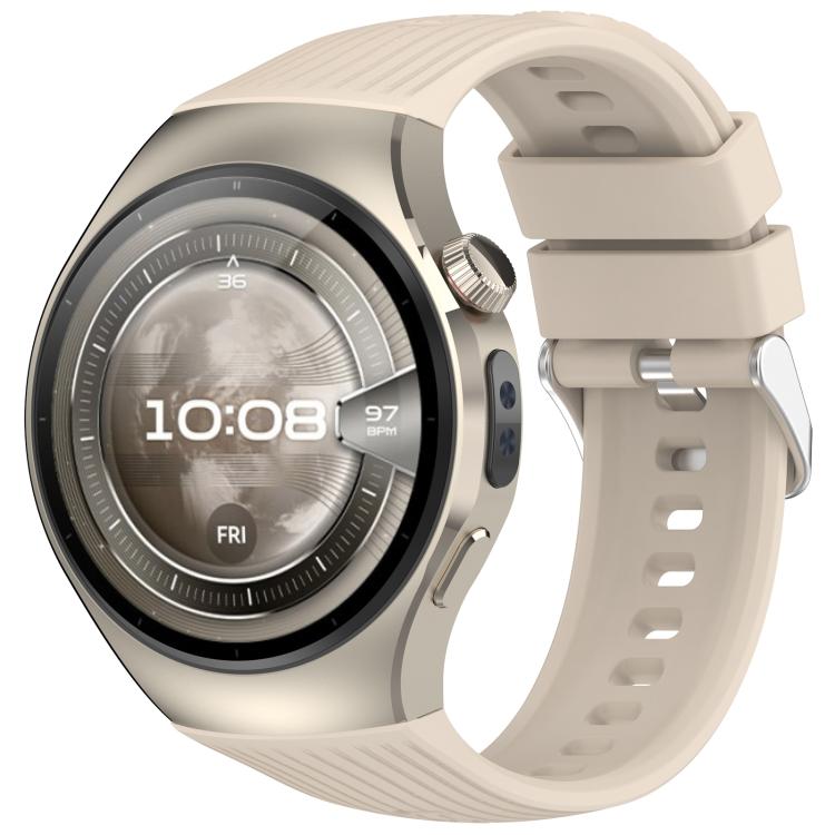 For Huawei Watch 5 42mm Vertical Solid Color Silicone Watch Band(Ivory White) - Mega Discount Store LebanonLebanon