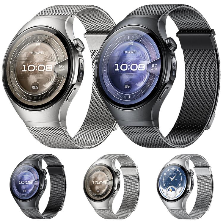 For Huawei Watch 5 46mm Press Button Seamless Interface Milanese Magnetic Stainless Steel Watch Band(Black) - Mega Discount Store LebanonLebanon