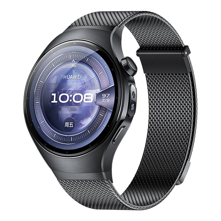 For Huawei Watch 5 46mm Press Button Seamless Interface Milanese Magnetic Stainless Steel Watch Band(Black) - Mega Discount Store LebanonLebanon