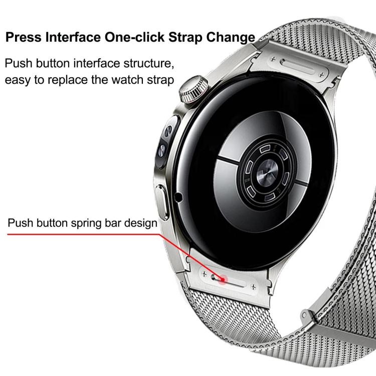 For Huawei Watch 5 46mm Press Button Seamless Interface Milanese Magnetic Stainless Steel Watch Band(Titanium Color) - Mega Discount Store LebanonLebanon