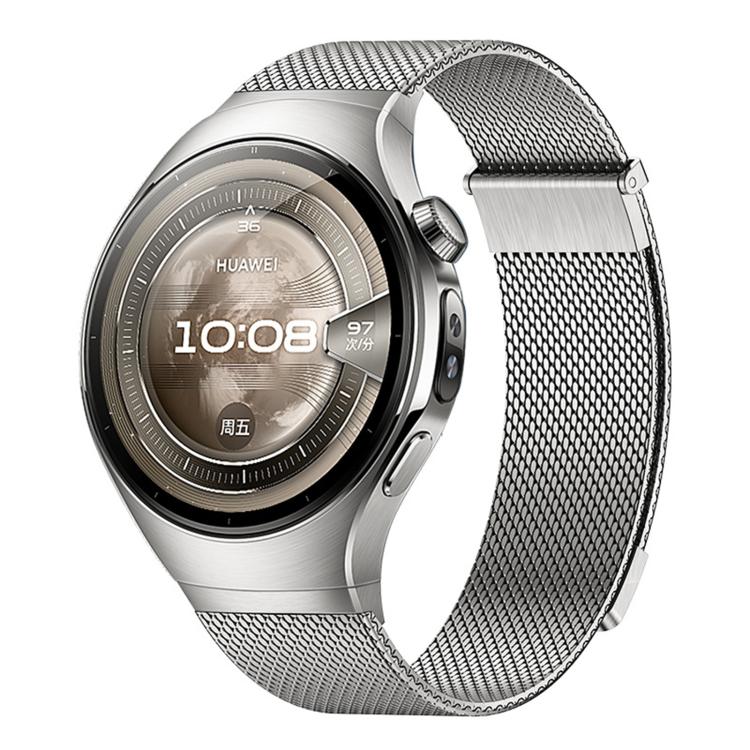 For Huawei Watch 5 46mm Press Button Seamless Interface Milanese Magnetic Stainless Steel Watch Band(Titanium Color) - Mega Discount Store LebanonLebanon
