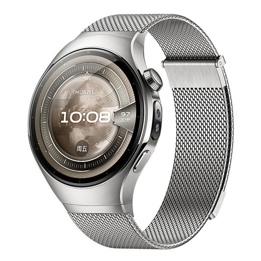 For Huawei Watch 5 46mm Press Button Seamless Interface Milanese Magnetic Stainless Steel Watch Band(Titanium Color) - Mega Discount Store LebanonLebanon