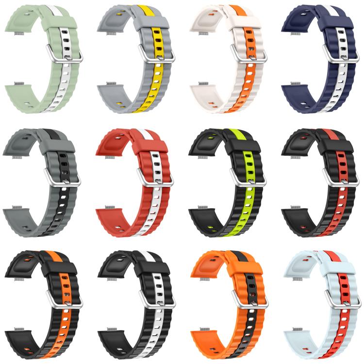For Huawei Watch Fit 4 Pro / Fit 4 / Fit 3 xDfind Sport Vertical Striped Two Color Silicone Watch Band(Blue+Red) - Mega Discount Store LebanonLebanon