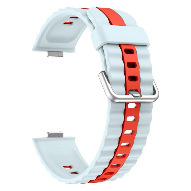 For Huawei Watch Fit 4 Pro / Fit 4 / Fit 3 xDfind Sport Vertical Striped Two Color Silicone Watch Band(Blue+Red) - Mega Discount Store LebanonLebanon