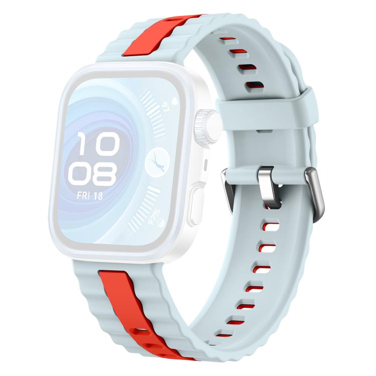For Huawei Watch Fit 4 Pro / Fit 4 / Fit 3 xDfind Sport Vertical Striped Two Color Silicone Watch Band(Blue+Red) - Mega Discount Store LebanonLebanon