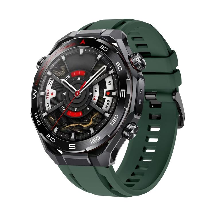 For Huawei Watch Ultimate 2 Black Pin Buckle Solid Color Silicone Watch Band(Dark Green) - Mega Discount Store LebanonLebanon