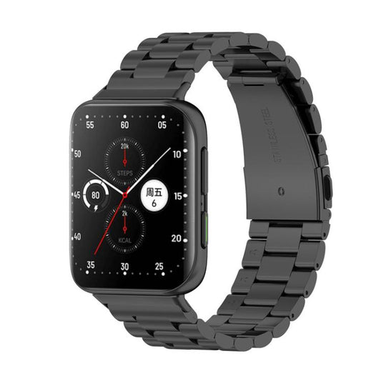 For OPPO Watch 1 46mm Tri - beads Flat Buckle Titanium Alloy Watch Band(Black) - Mega Discount Store LebanonLebanon