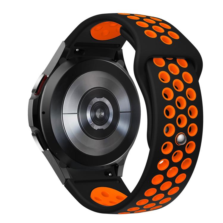 For Samsung Galaxy Watch FE / 7 / 6 / 5 / 4 Two Color Reverse Buckle Silicone Watch Band(Black Orange) - Mega Discount Store LebanonLebanon