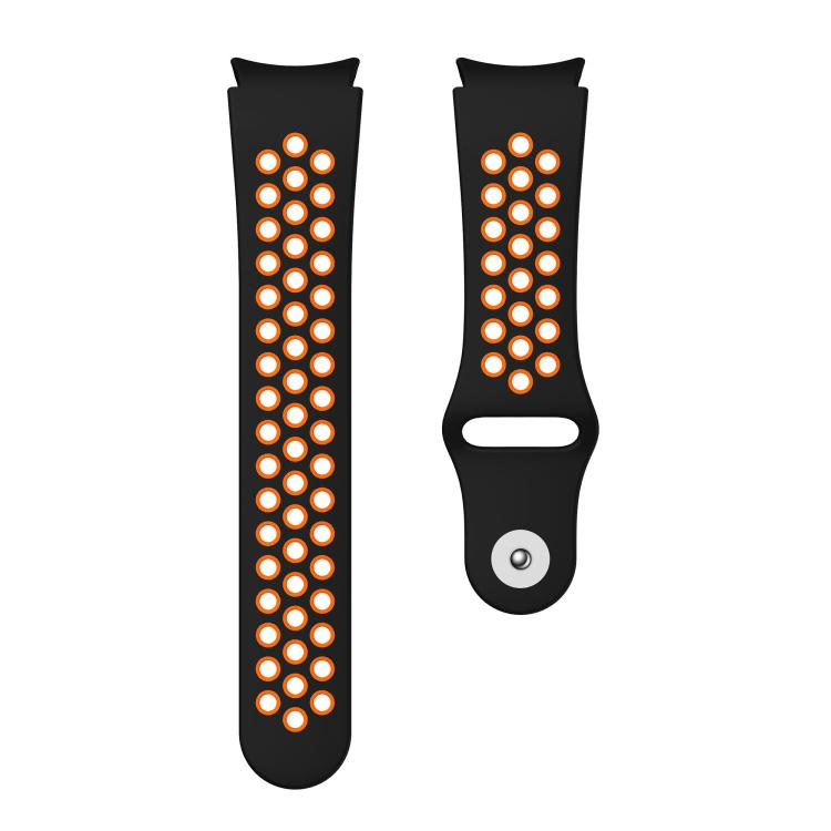 For Samsung Galaxy Watch FE / 7 / 6 / 5 / 4 Two Color Reverse Buckle Silicone Watch Band(Black Orange) - Mega Discount Store LebanonLebanon