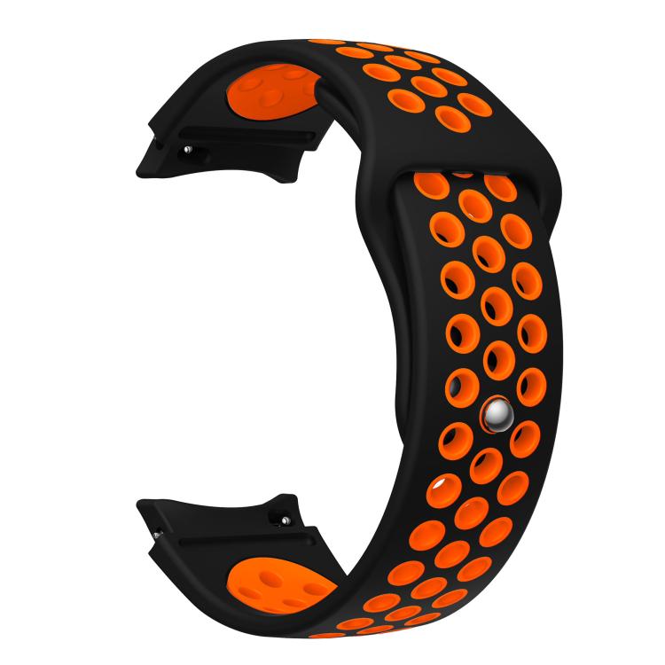 For Samsung Galaxy Watch FE / 7 / 6 / 5 / 4 Two Color Reverse Buckle Silicone Watch Band(Black Orange) - Mega Discount Store LebanonLebanon