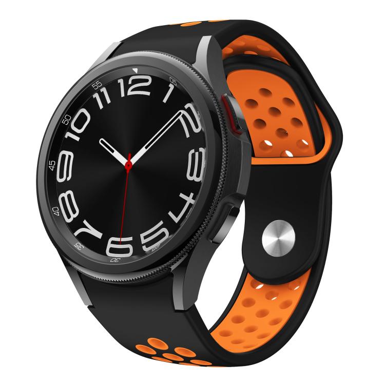 For Samsung Galaxy Watch FE / 7 / 6 / 5 / 4 Two Color Reverse Buckle Silicone Watch Band(Black Orange) - Mega Discount Store LebanonLebanon