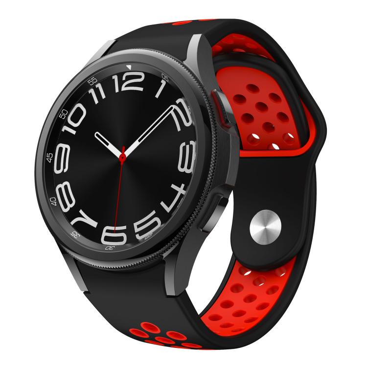 For Samsung Galaxy Watch FE / 7 / 6 / 5 / 4 Two Color Reverse Buckle Silicone Watch Band(Black Red) - Mega Discount Store LebanonLebanon