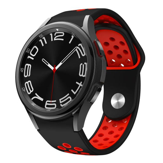For Samsung Galaxy Watch FE / 7 / 6 / 5 / 4 Two Color Reverse Buckle Silicone Watch Band(Black Red) - Mega Discount Store LebanonLebanon
