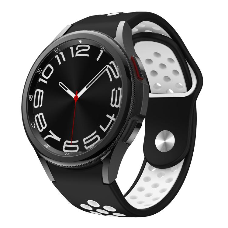For Samsung Galaxy Watch FE / 7 / 6 / 5 / 4 Two Color Reverse Buckle Silicone Watch Band(Black White) - Mega Discount Store LebanonLebanon