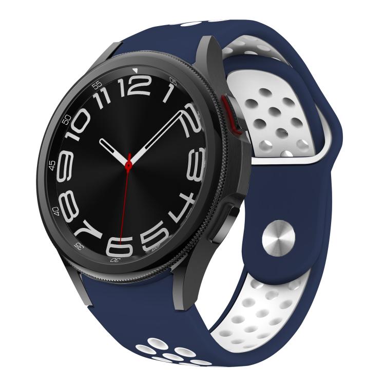 For Samsung Galaxy Watch FE / 7 / 6 / 5 / 4 Two Color Reverse Buckle Silicone Watch Band(Deep Blue White) - Mega Discount Store LebanonLebanon