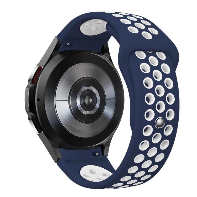 For Samsung Galaxy Watch FE / 7 / 6 / 5 / 4 Two Color Reverse Buckle Silicone Watch Band(Deep Blue White) - Mega Discount Store LebanonLebanon