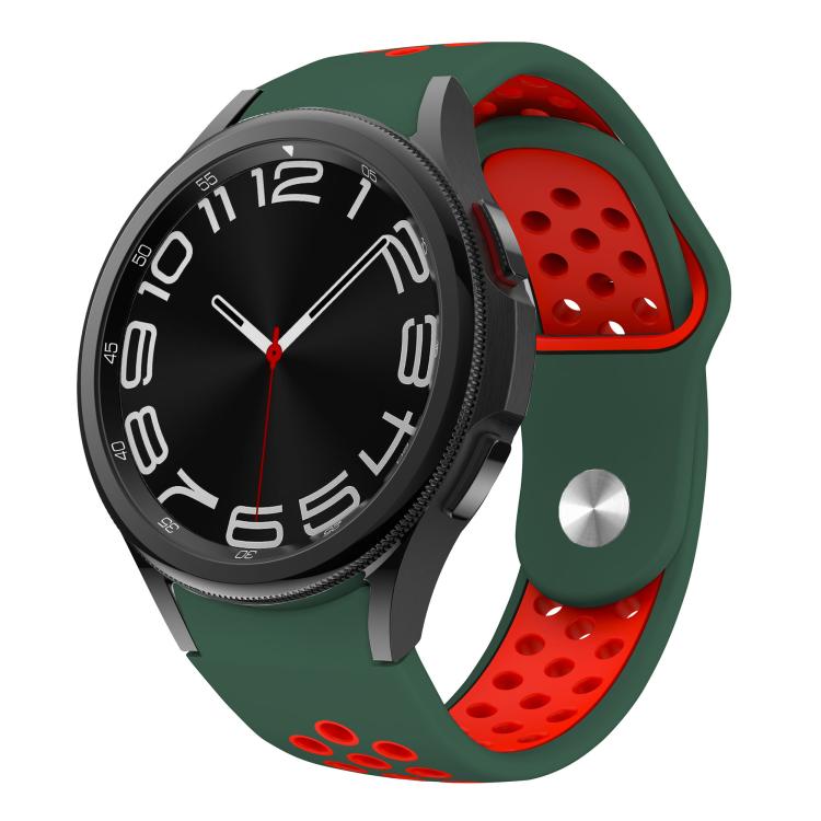 For Samsung Galaxy Watch FE / 7 / 6 / 5 / 4 Two Color Reverse Buckle Silicone Watch Band(Ink Green Red) - Mega Discount Store LebanonLebanon