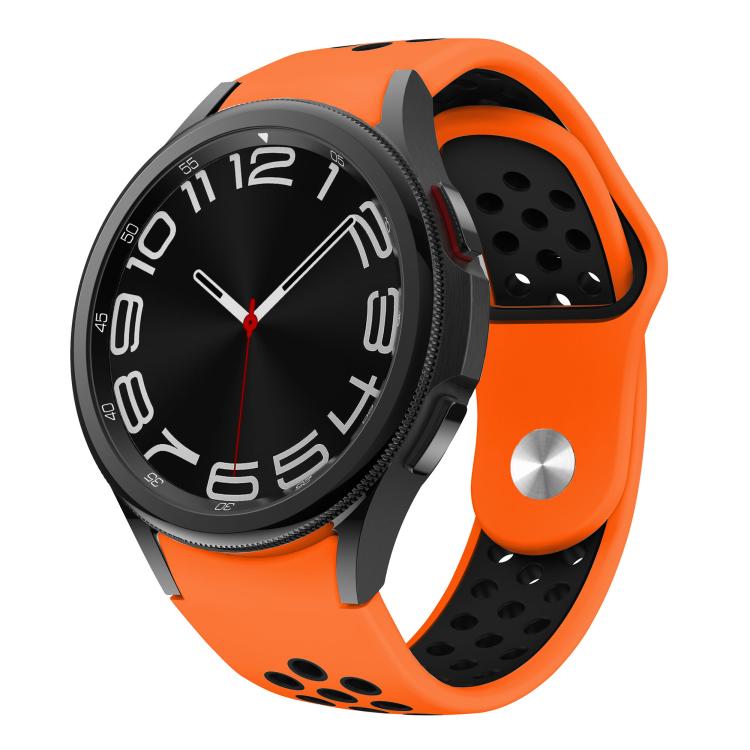 For Samsung Galaxy Watch FE / 7 / 6 / 5 / 4 Two Color Reverse Buckle Silicone Watch Band(Orange Black) - Mega Discount Store LebanonLebanon