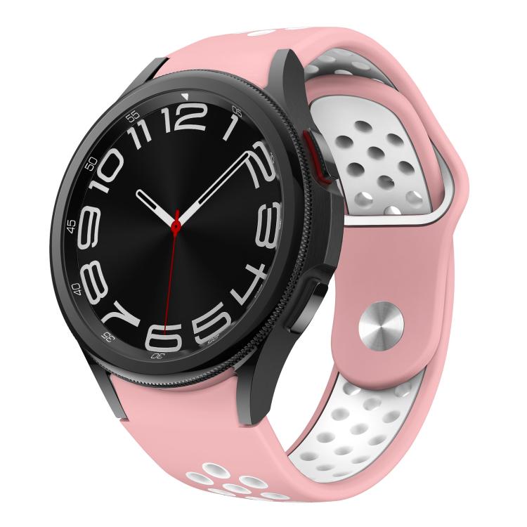 For Samsung Galaxy Watch FE / 7 / 6 / 5 / 4 Two Color Reverse Buckle Silicone Watch Band(Pink White) - Mega Discount Store LebanonLebanon