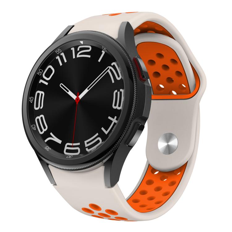 For Samsung Galaxy Watch FE / 7 / 6 / 5 / 4 Two Color Reverse Buckle Silicone Watch Band(Starlight Orange) - Mega Discount Store LebanonLebanon