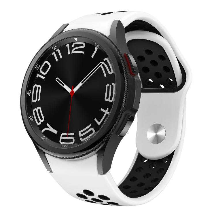 For Samsung Galaxy Watch FE / 7 / 6 / 5 / 4 Two Color Reverse Buckle Silicone Watch Band(White Black) - Mega Discount Store LebanonLebanon