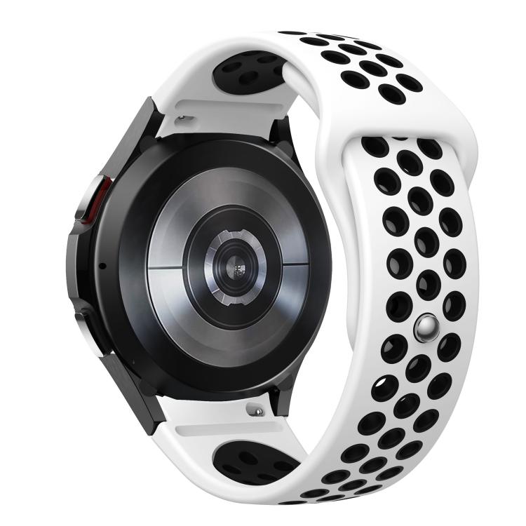 For Samsung Galaxy Watch FE / 7 / 6 / 5 / 4 Two Color Reverse Buckle Silicone Watch Band(White Black) - Mega Discount Store LebanonLebanon