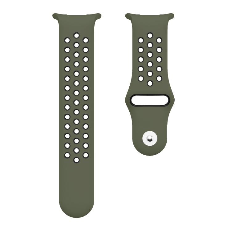For Samsung Galaxy Watch Ultra 47mm / Ultra 2025 Two Color Round Holes Reverse Buckle Silicone Watch Band(Army Green Black) - Mega Discount Store LebanonLebanon