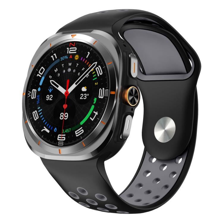 For Samsung Galaxy Watch Ultra 47mm / Ultra 2025 Two Color Round Holes Reverse Buckle Silicone Watch Band(Black Grey) - Mega Discount Store LebanonLebanon