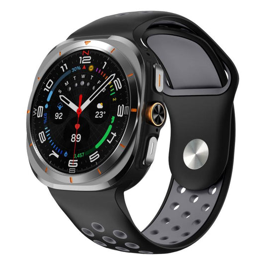 For Samsung Galaxy Watch Ultra 47mm / Ultra 2025 Two Color Round Holes Reverse Buckle Silicone Watch Band(Black Grey) - Mega Discount Store LebanonLebanon